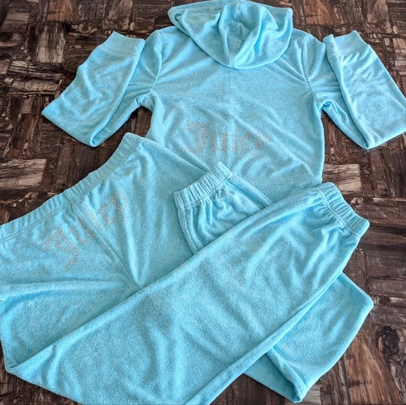 Juicy Couture 💎 Y2K Rhinestone Crystal Blue Tracksuit, Terry (Medium) - Picture 7 of 16
